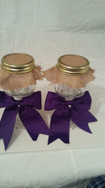 Thumbnail: Burlap Top Decorative Candle Jar Sets.  Group 5. Choice of Bow color.