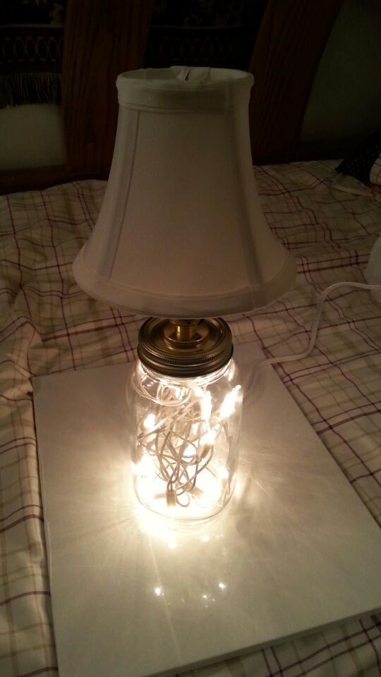 Thumbnail: Mason Jar Lamps With Choice Of Shade Color, Bow Color, Lid Cover Color.