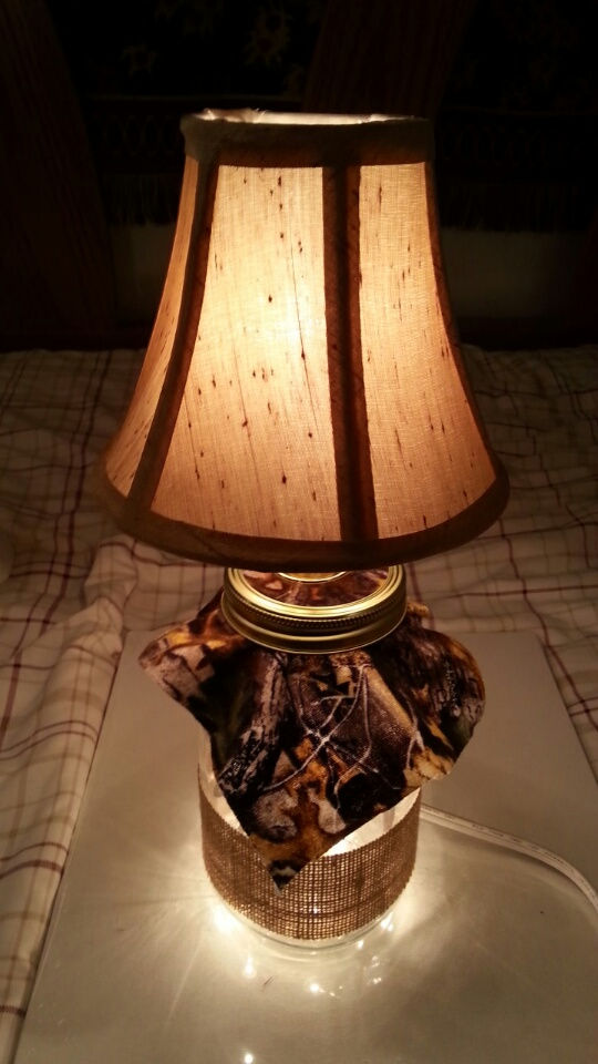 Thumbnail: Mason Jar Lamps With Choice Of Shade Color, Bow Color, Lid Cover Color.