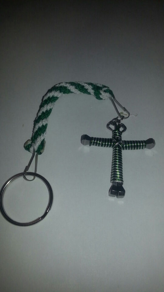 Thumbnail: Horseshoe Nail Cross Key Ring Jewelry. Any Color Combo.