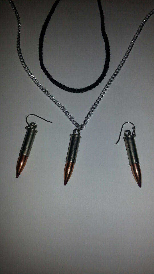 Thumbnail: Ammo Bullet Necklace and Earrings Jewelry Set