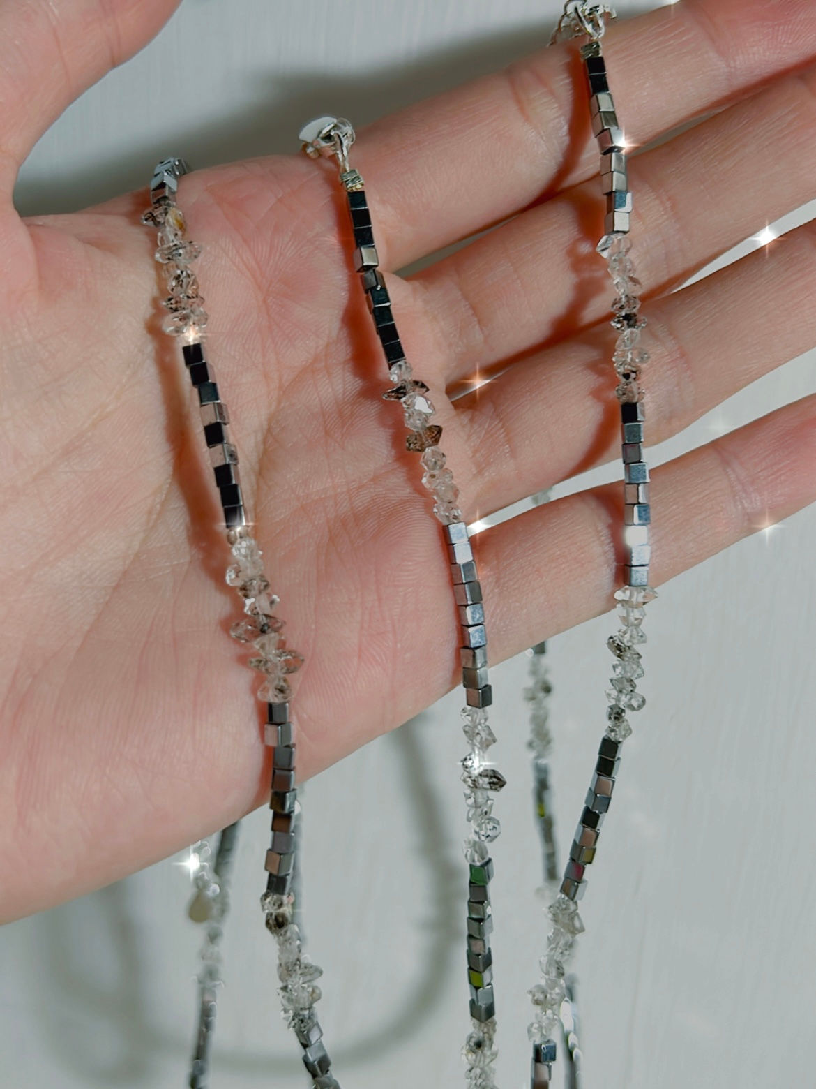 閃靈鑽頸鏈 Herkimer Diamonds Necklace (黑膽石)