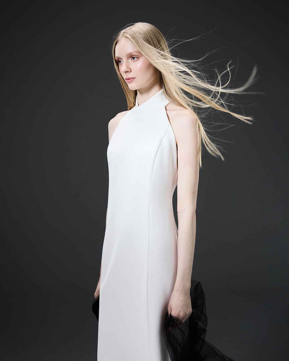 サムネイル： Porcelain dress with Sculpted Neckline