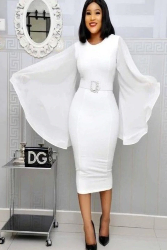 Women's Pencil Dress with Bell Sleeves