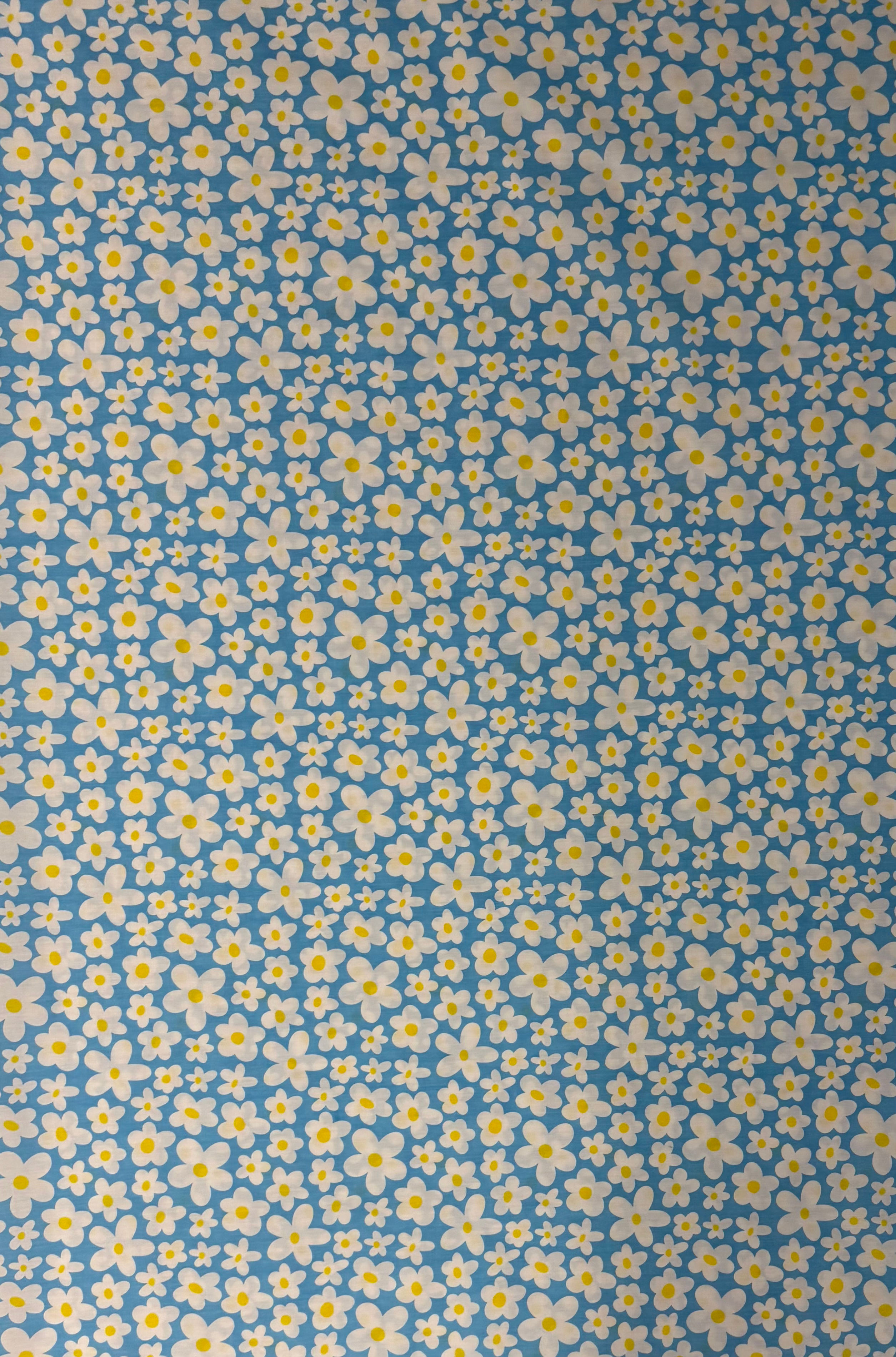Cool Cotton Cushion - Daisies - Blue