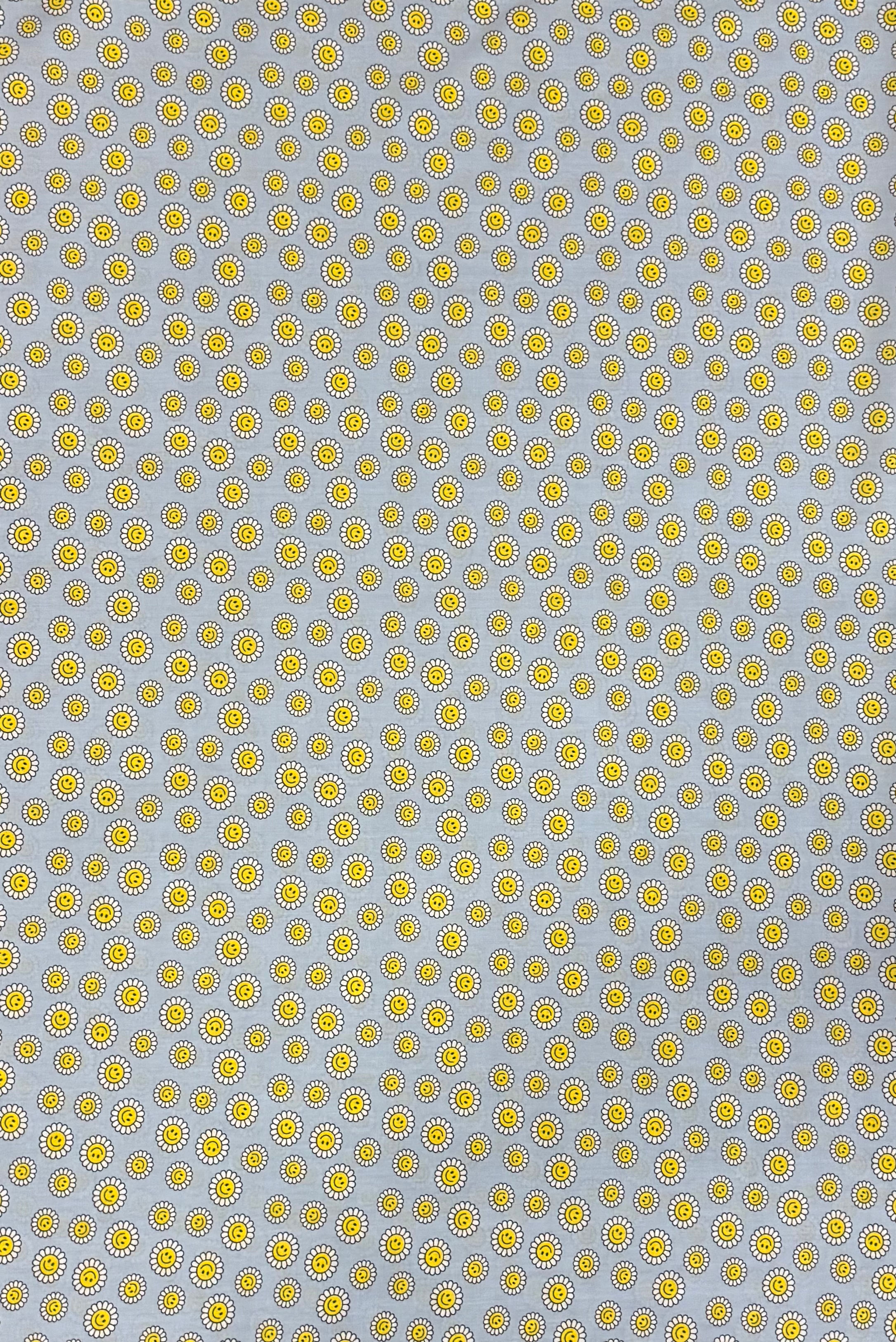 Cool Cotton Cushion - Smiley Daisies - Grey