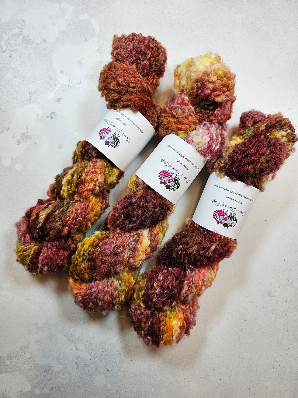 Alpaca / highland wool yarn, Chunky weight, 100g, AUTUMN PROMISE