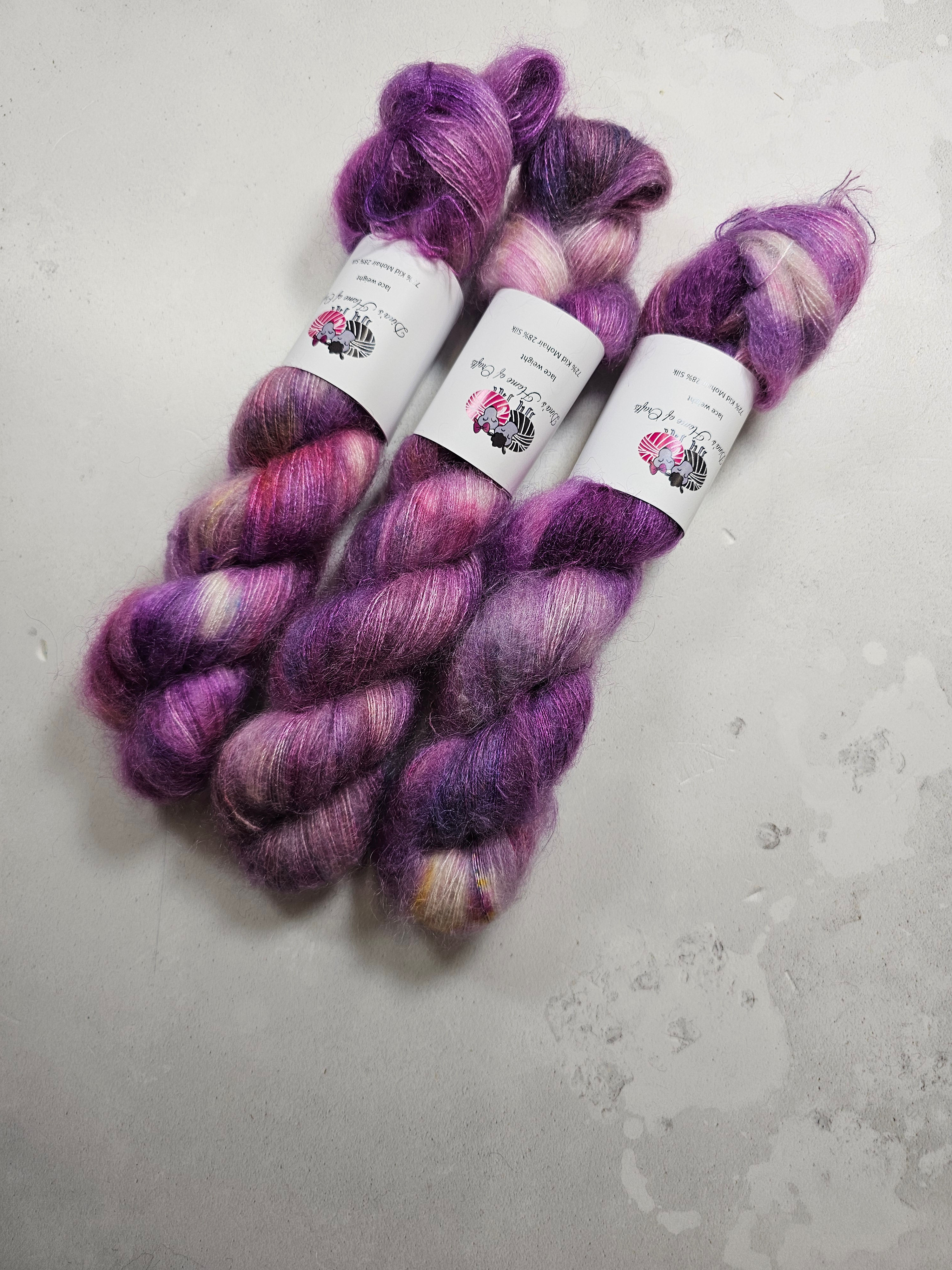 Kid Mohair Silk yarn, Lace weight, 50 g, EM PURPLE