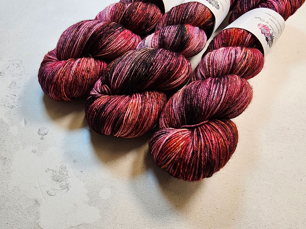 Sīktēls: SW Merino Nylon yarn, 4-ply, Fingering weight, 100 g, GARNET TWILIGHT
