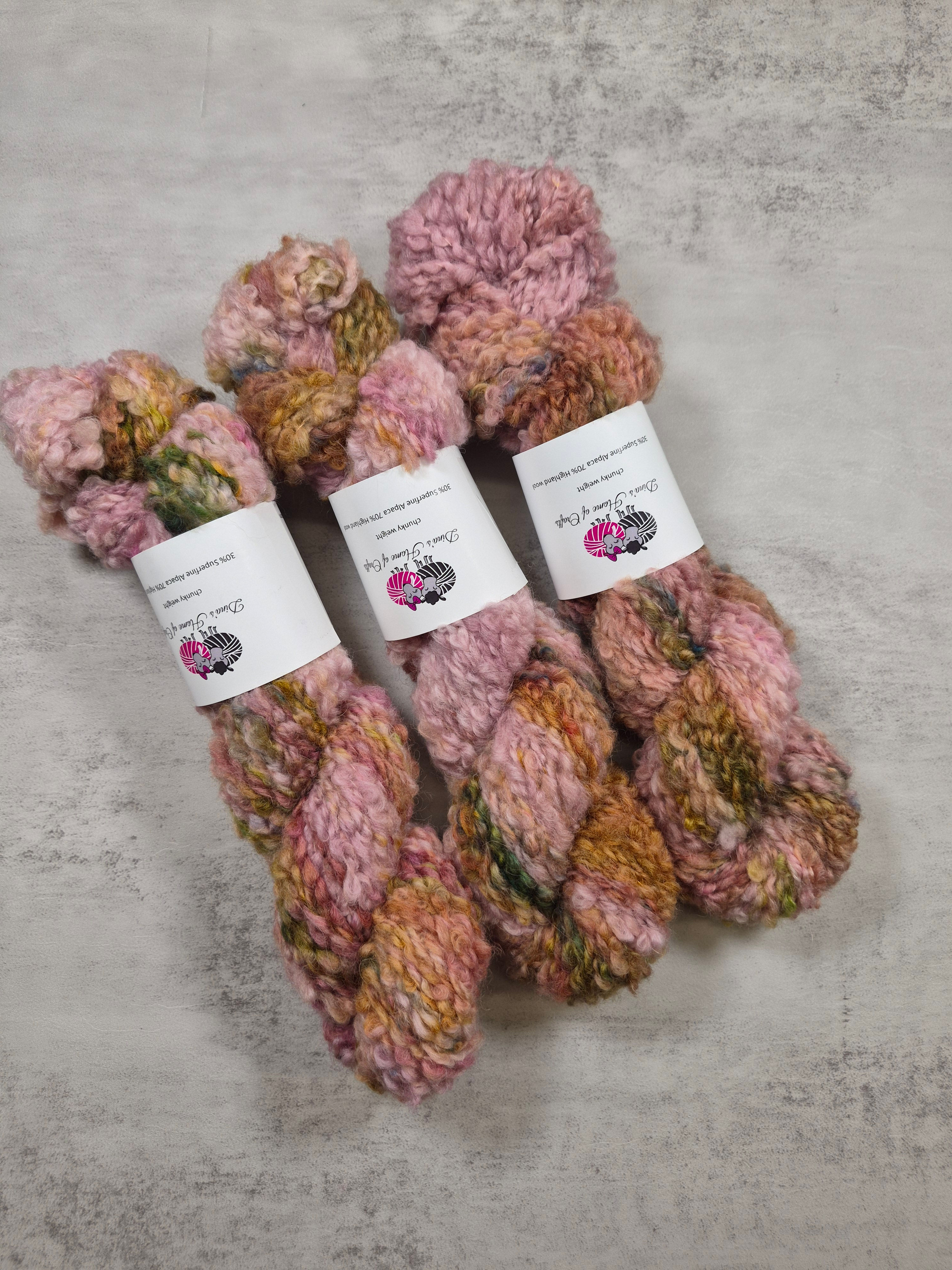 Alpaca / highland wool yarn, Chunky weight, 100g, BOUQUET