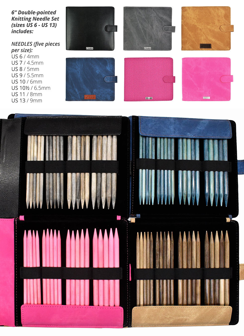 Miniaturbild: LYKKE  BLUSH double pointed set, 6" LARGE