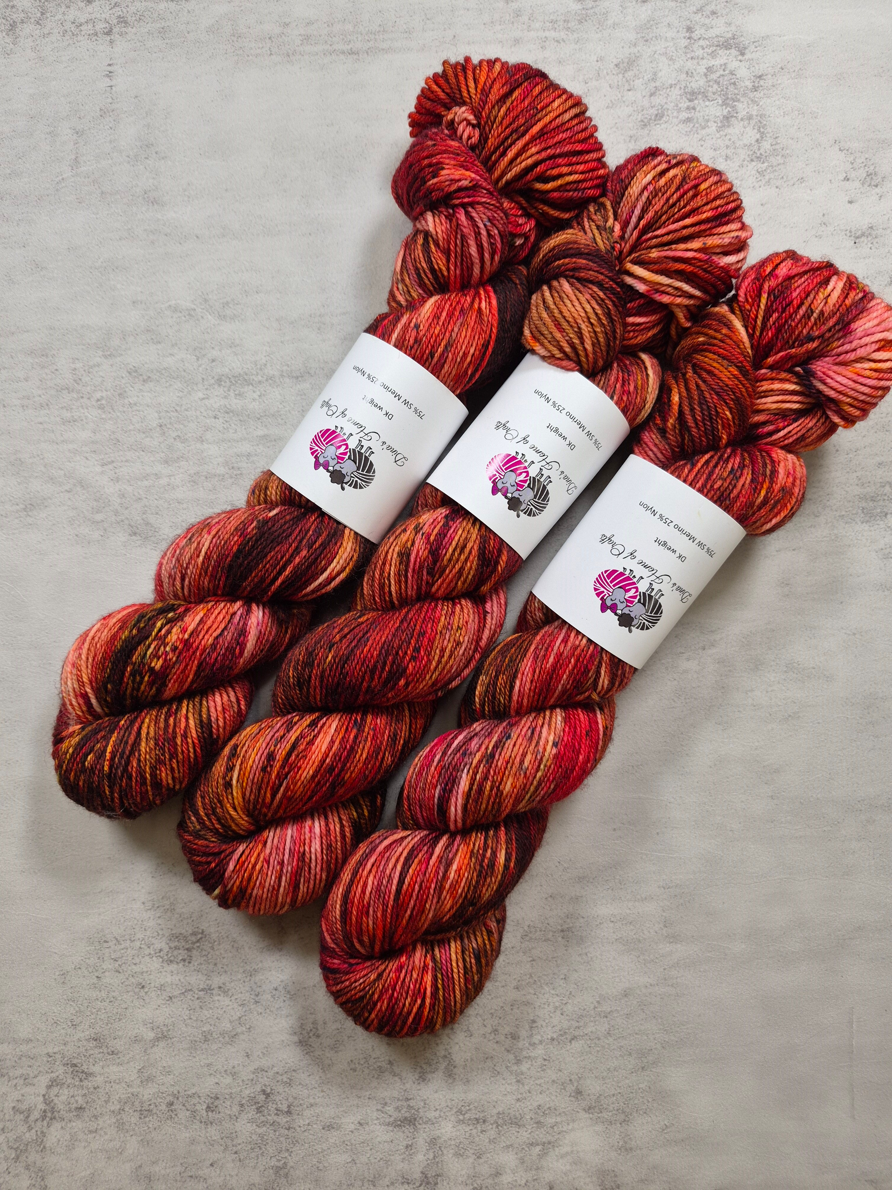 SW Merino Nylon, DK weight, 100g, SHE SET THE SKY ABLAZE
