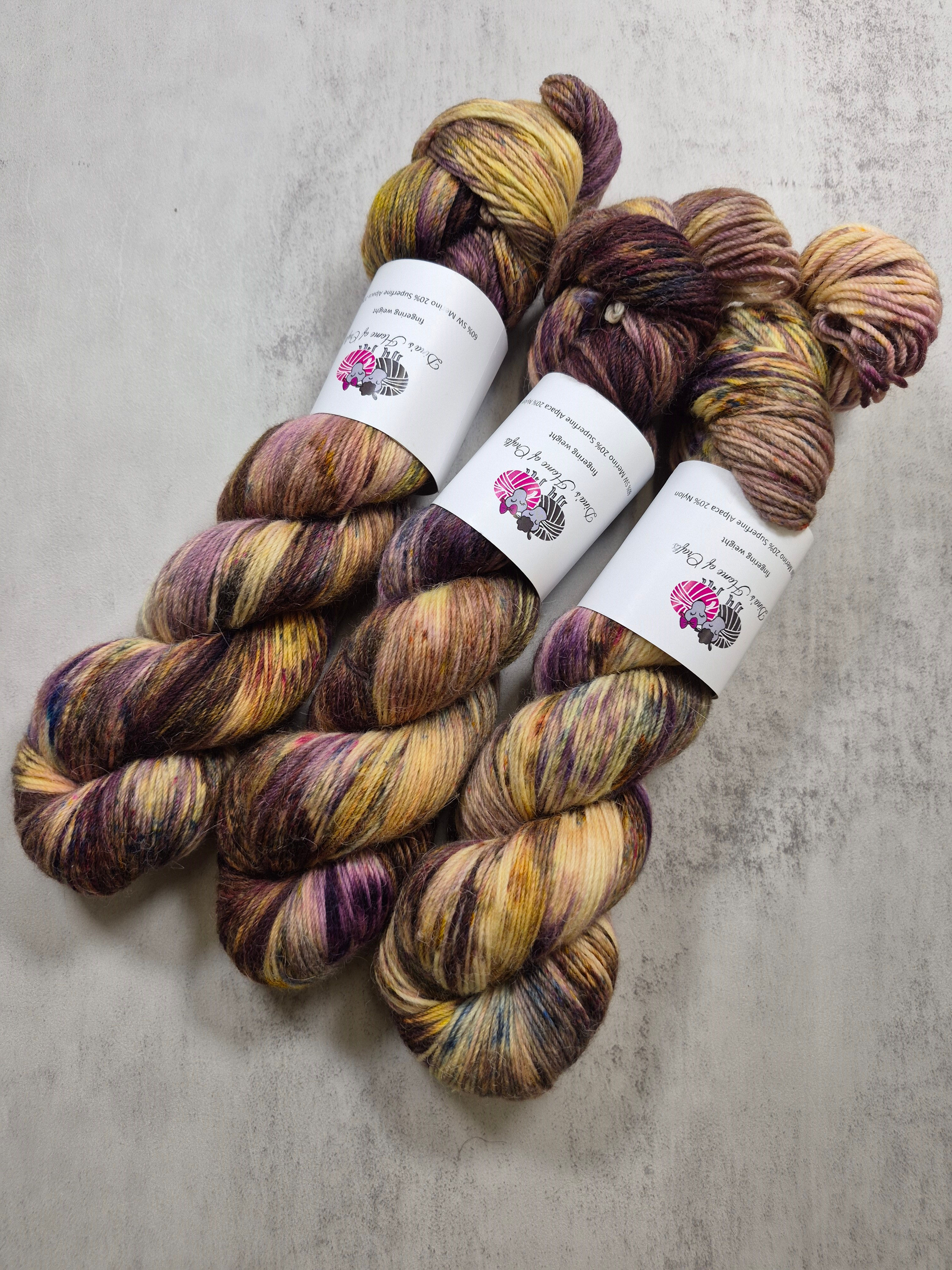 SW Merino Alpaca Nylon yarn, fingering weight, 100 g, FADED LOVE LETTER