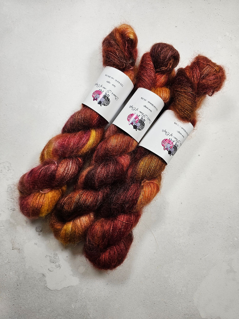 Kid Mohair Silk yarn, Lace weight, 50 g, SMOULDER SLOWLY