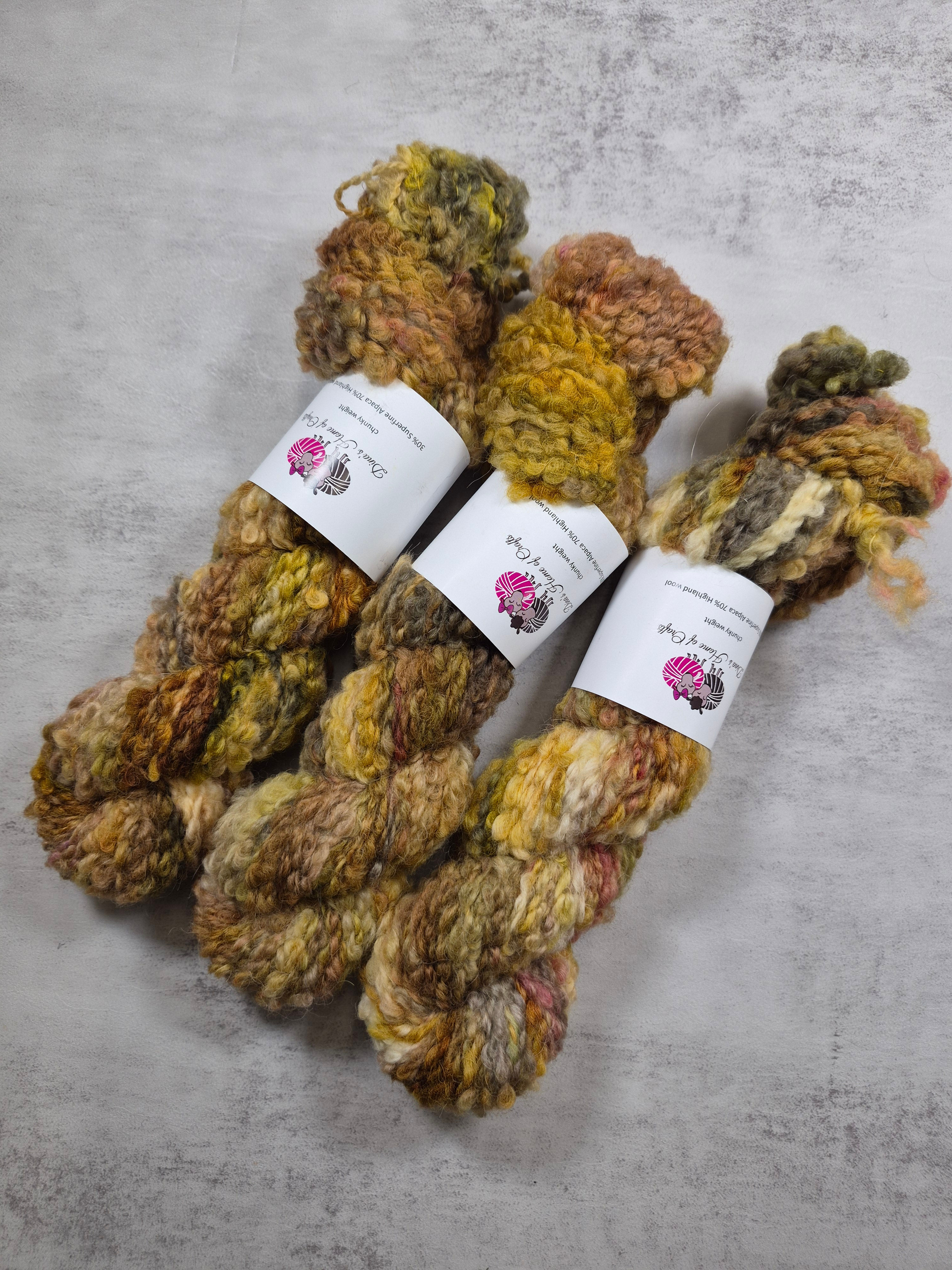 Alpaca / highland wool yarn, Chunky weight, 100g, WHEN AUTUMN FELL IN LOVE
