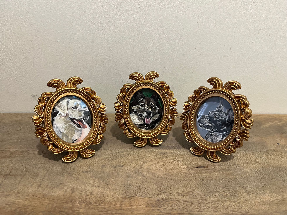 Thumbnail: Miniature Dog Portrait in a Vintage Style Gold Frame, Custom