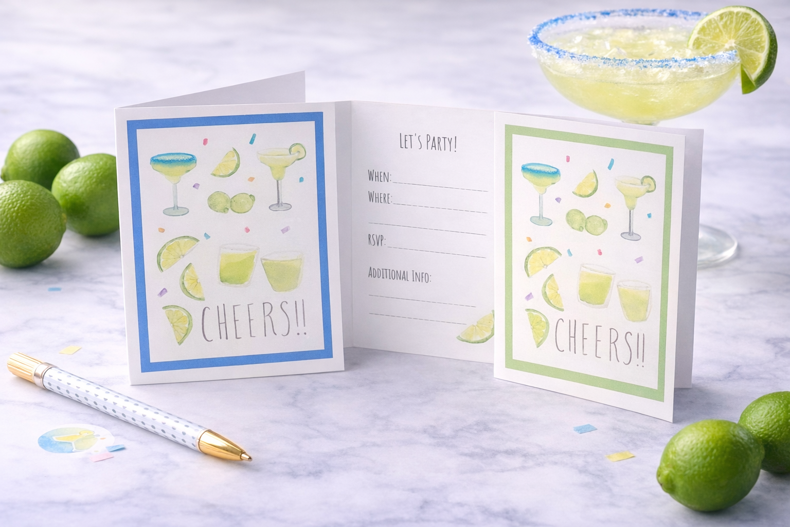 CHEERS to Margaritas - Invitations (editable)