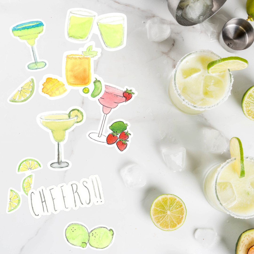 CHEERS to Margaritas Die-Cut Sticker Set