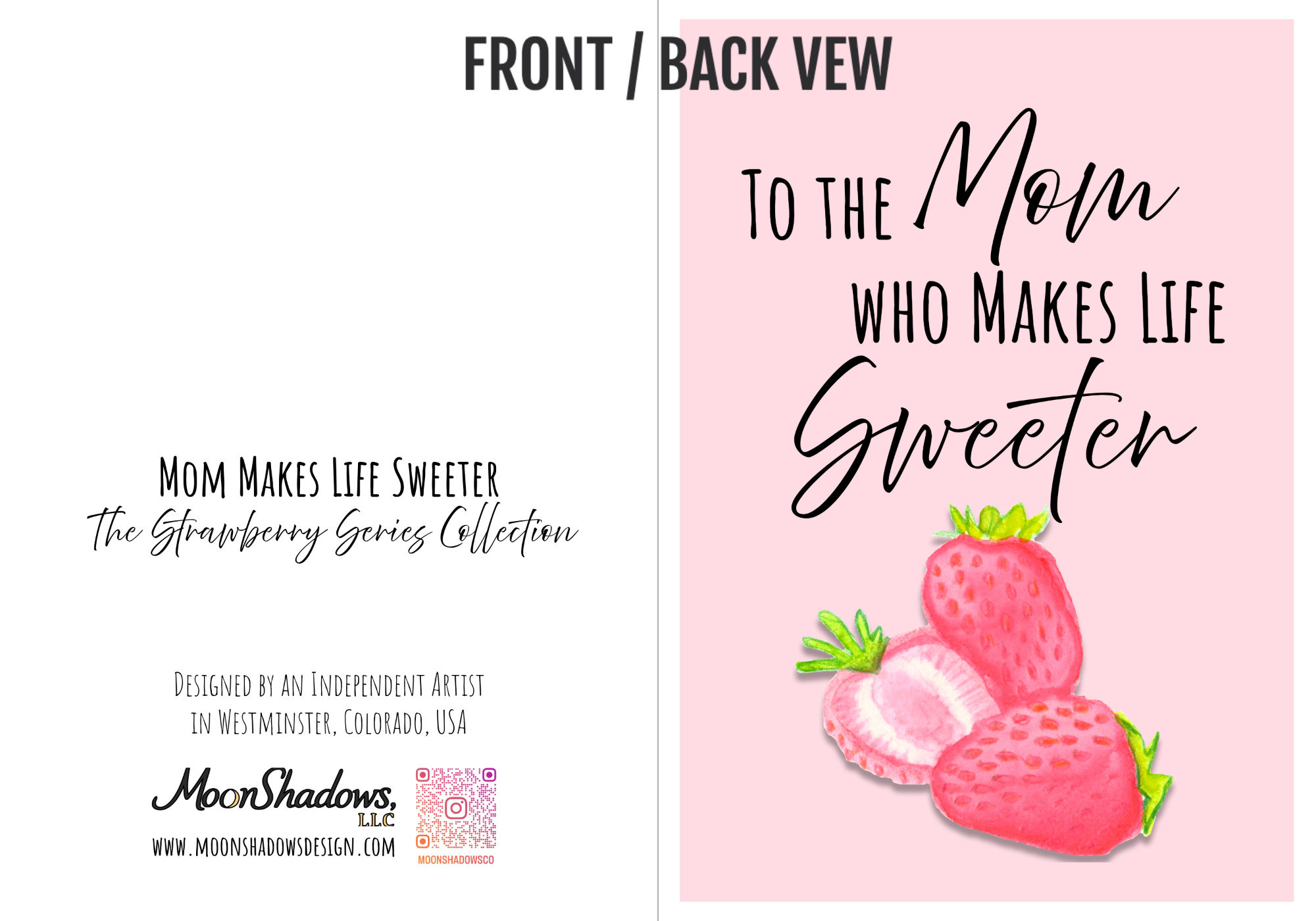 Mother’s Day Card – You Make Life Sweeter – Strawberry Greeting Card