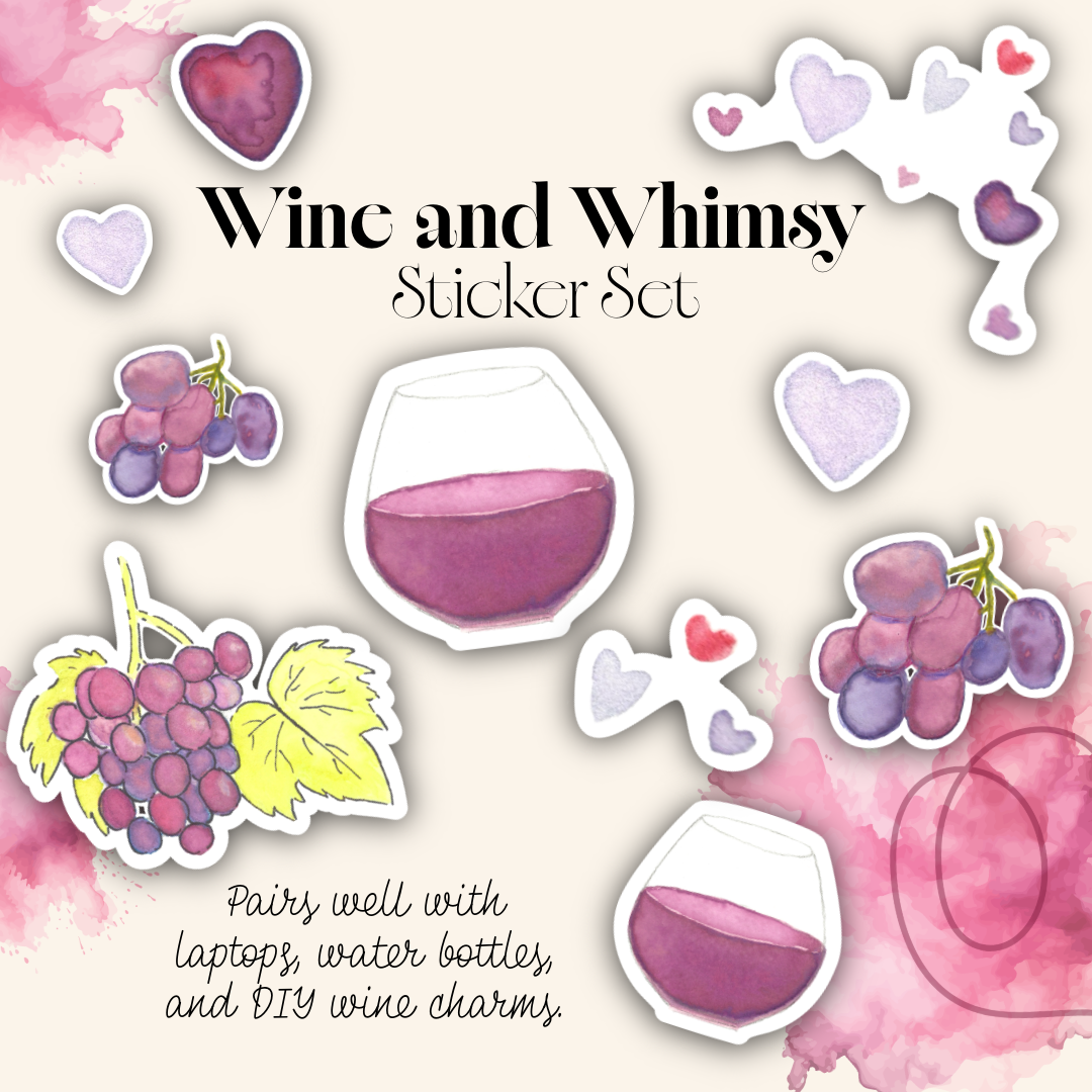 Wine and Whimsy Diecut Sticker Set