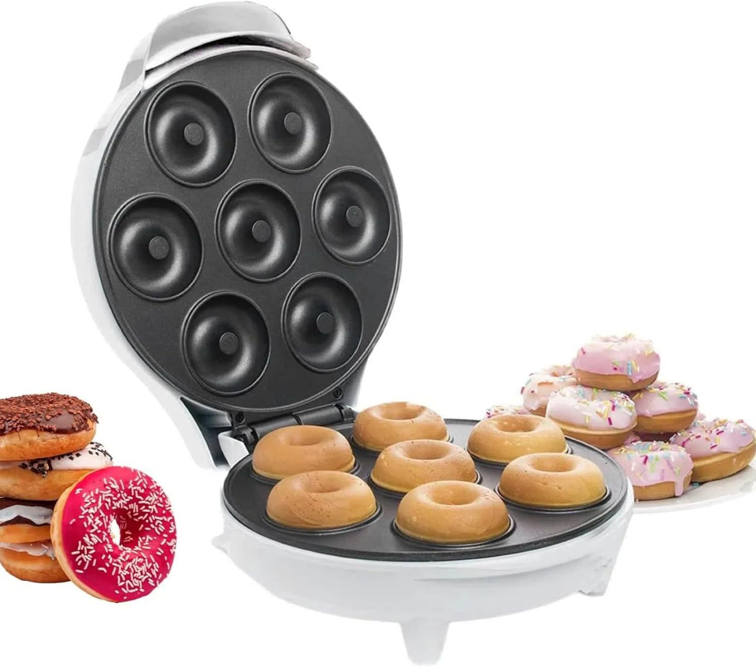 Mini Donut Maker, 7 Donut Capacity Electric Donut Machine Home Donut Maker Non-S