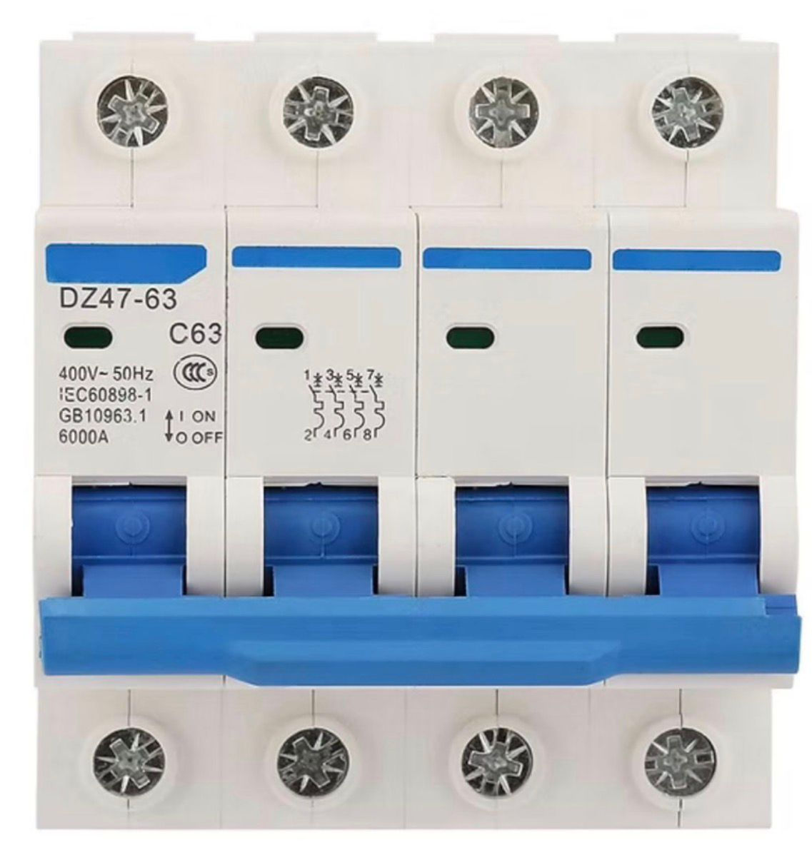 DZ47-63 C63 Miniature Circuit Breaker (MCB) – 1 Pole, 63A