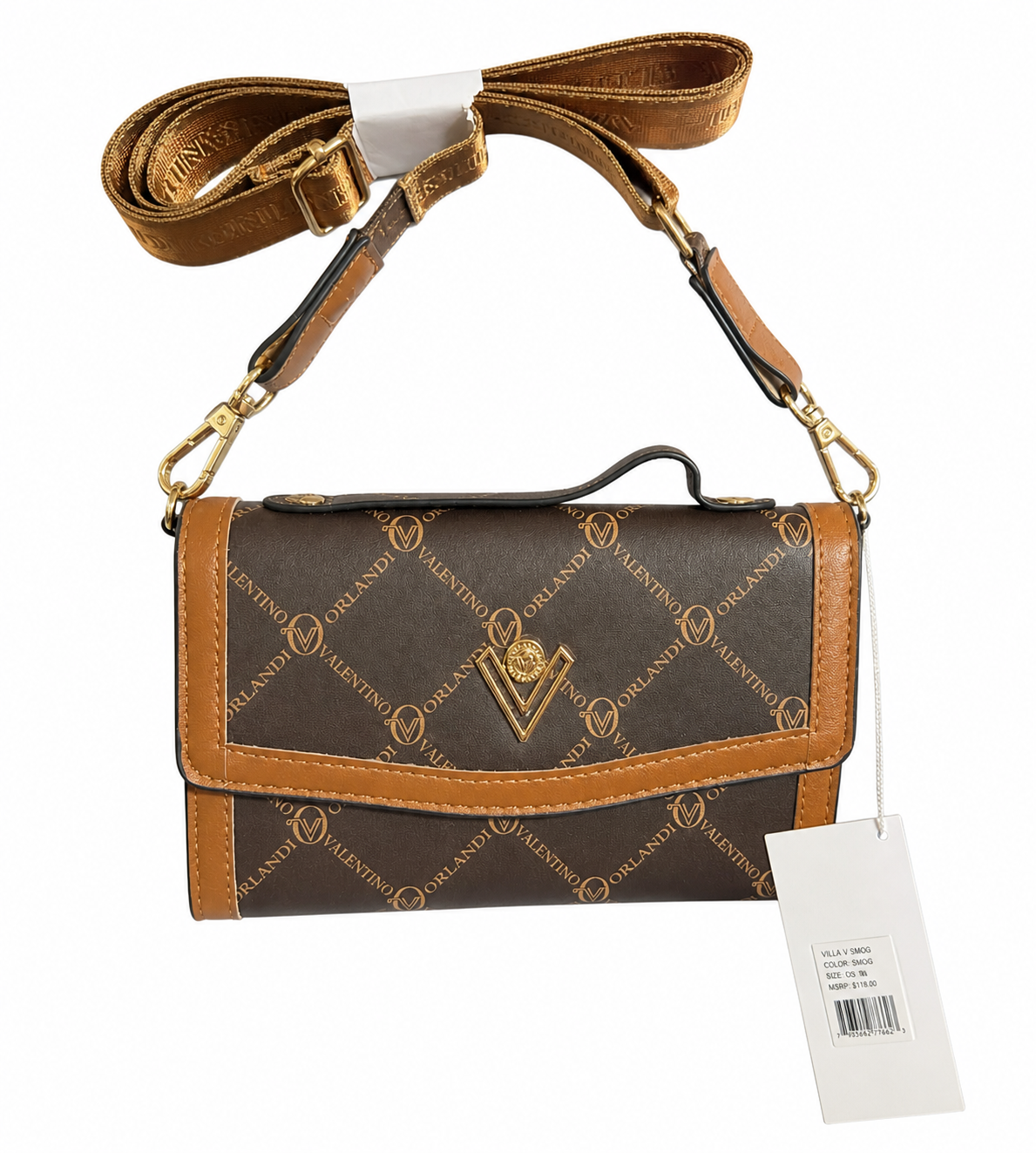 Orlando brown patterned wallet with strap