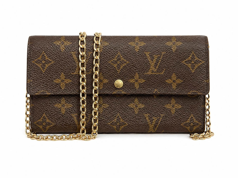 Louis Vuitton Monogram clutch with gold chain