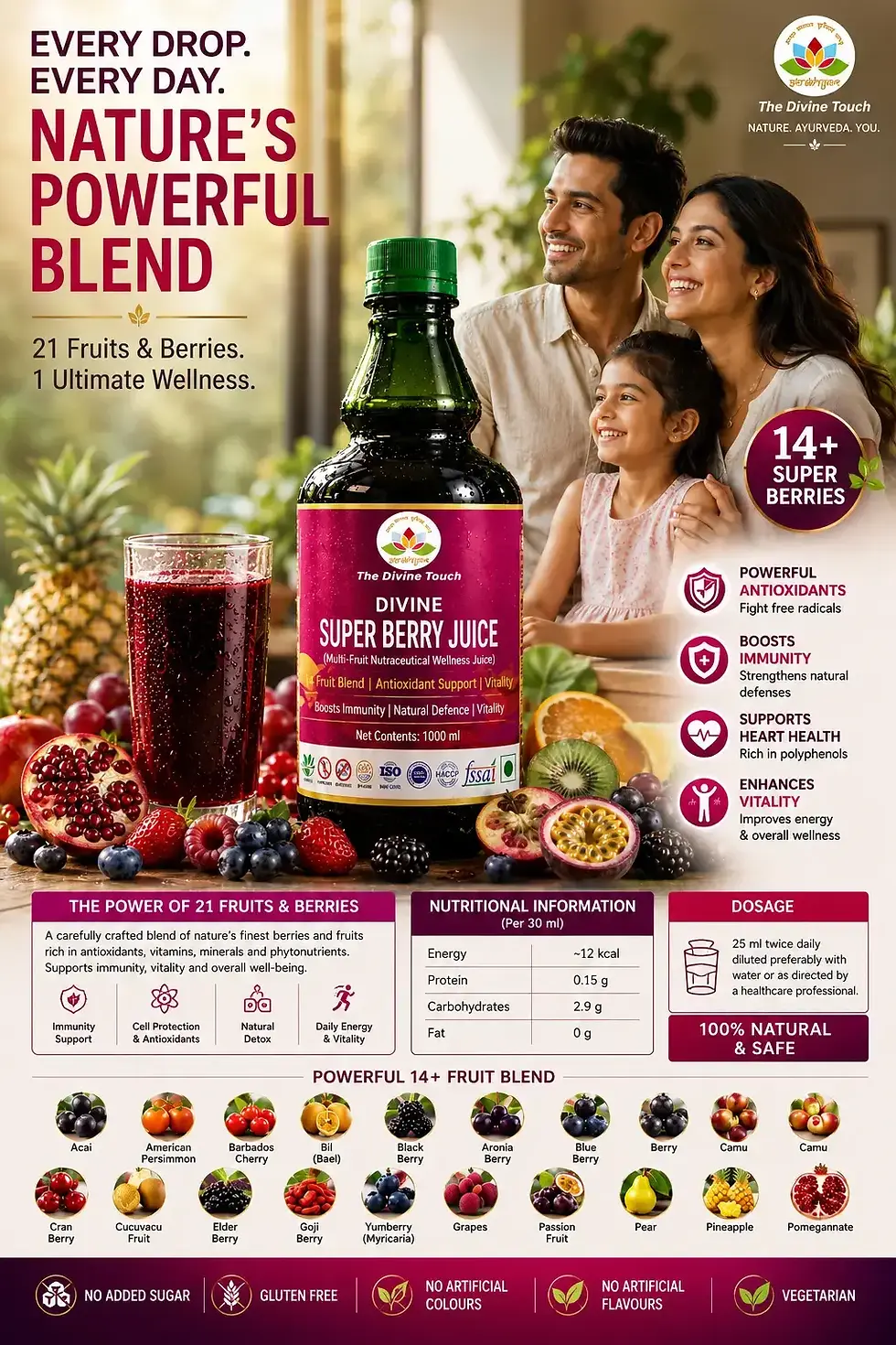 Thumbnail: Divine Super Berry Juice 1000 ml Premium Antioxidant & Daily Wellness