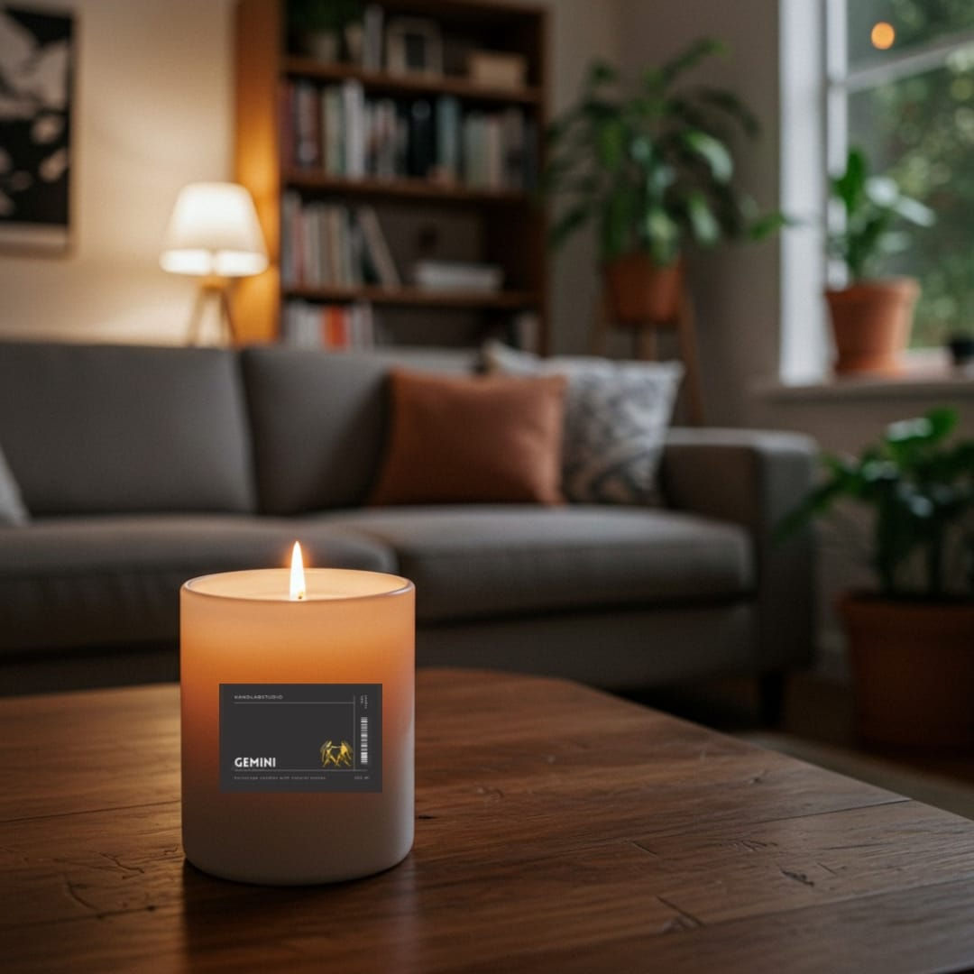 İkizler Burcu Doğal Taşlı Mum