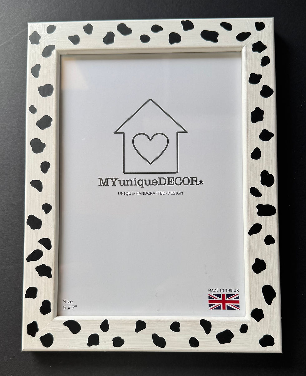 Thumbnail: Cow Print Photo Frame Handmade in UK Solid Wood Black & White