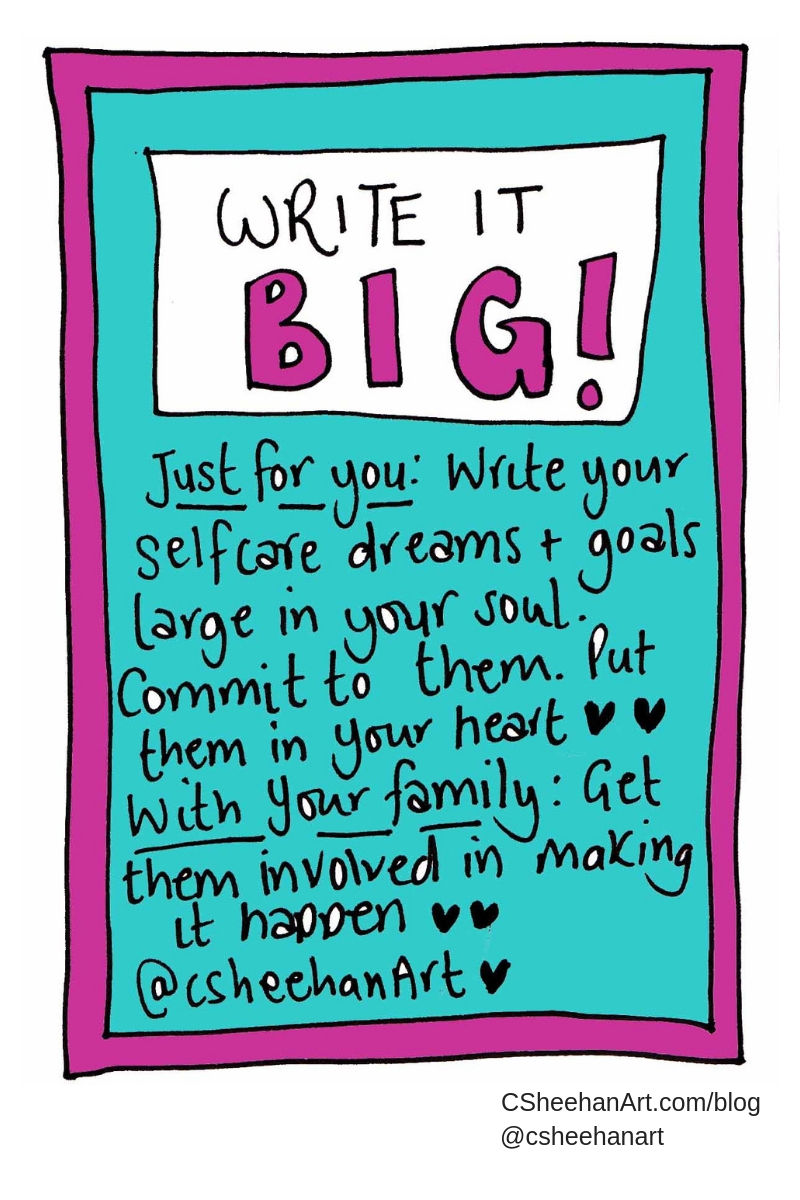 write it big csheehanart selfcare invite