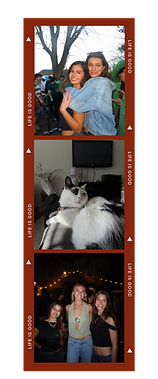 Photo strip with photos of Lucy and her friends