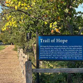 The Trail of Hope in Nauvoo Illinois. A path with quotes on plaques from Pioneers who were forced from Nauvoo