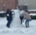 The Nauvoo Discovery Participants Build a Snowman Winter 2024 at the Inn in Old Nauvoo, Nauvoo Illinois