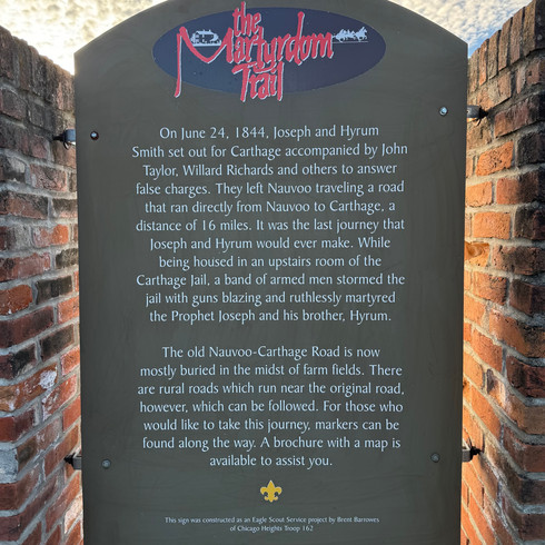 The Martyrdom Trail head in Nauvoo