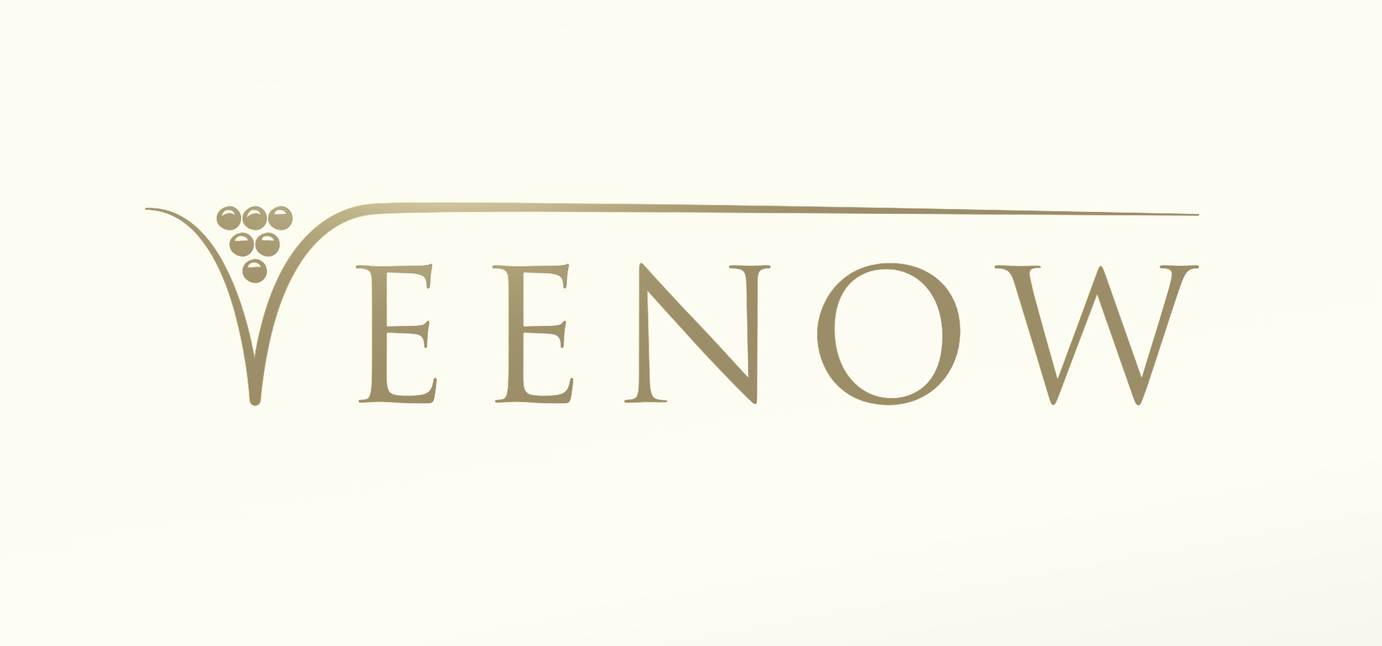 Veenow logo: elegant typography with grape motif