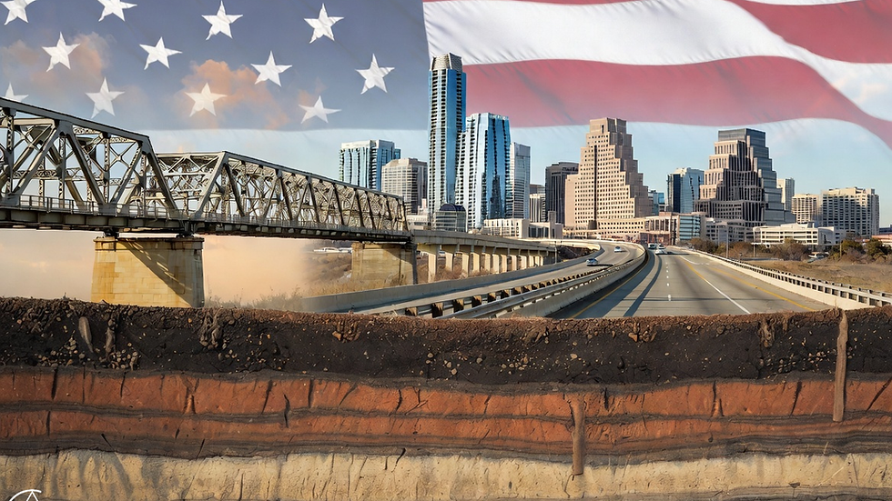 From historic bridges to modern Texas highways — 250 years of American civil engineering progress built on strong geotechnical foundations.