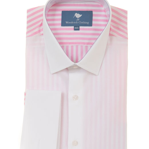 fancy back dress shirts WILLIAM - Off White Wing Collar Double Cuff Dress Shirt