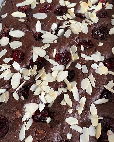 Glace Cherry Almond Brownies