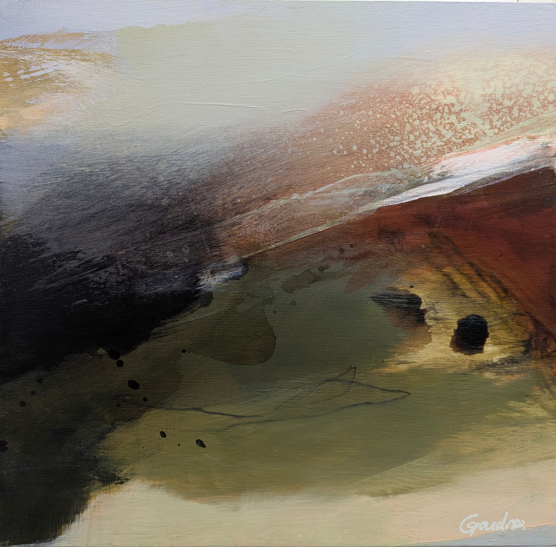 Art abstrait teinte de terre, 12 x12 pouces