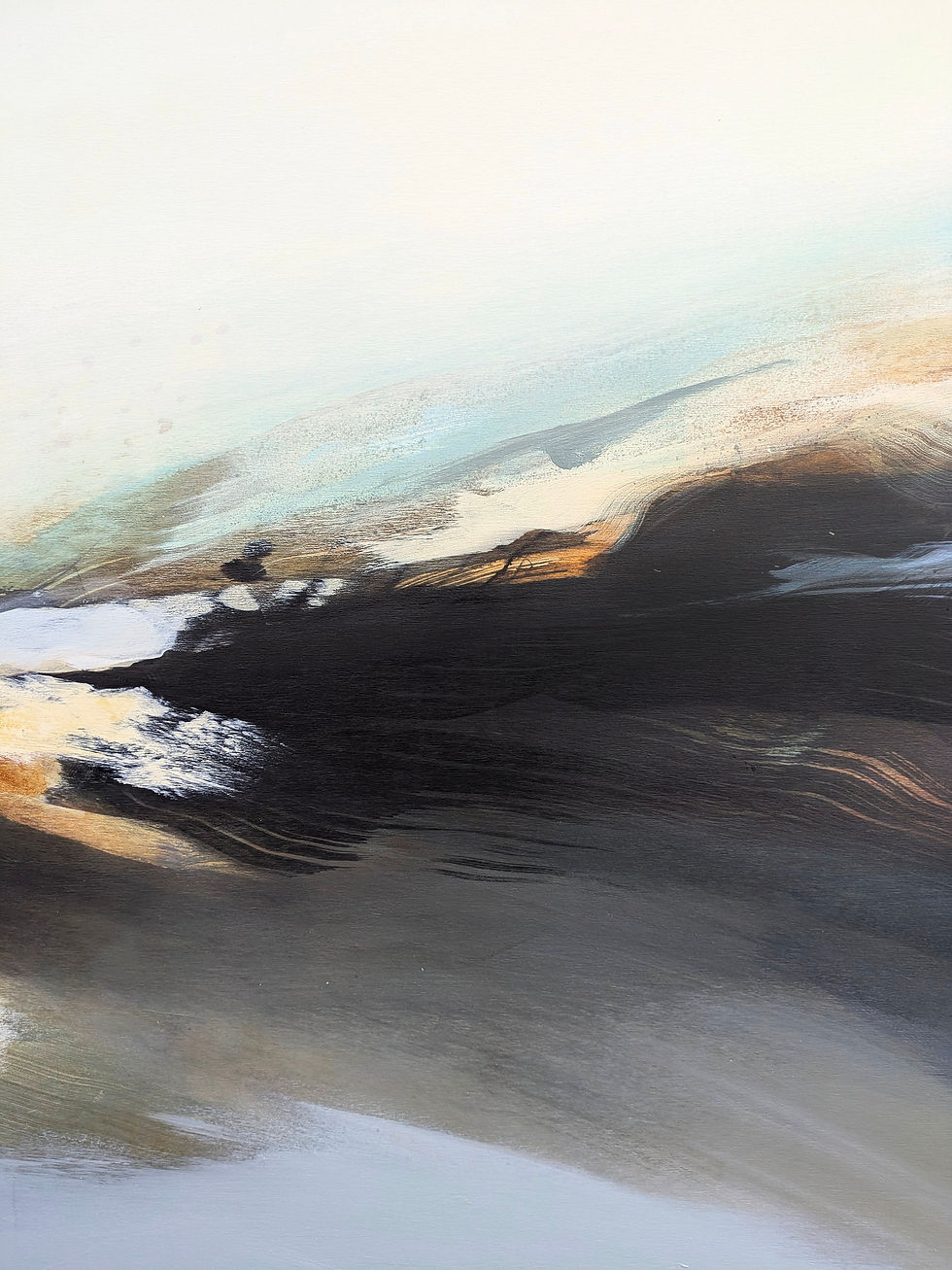 Miniature : Toile d'art abstrait, paysage volcanique, 30 x 60 pouces. détail