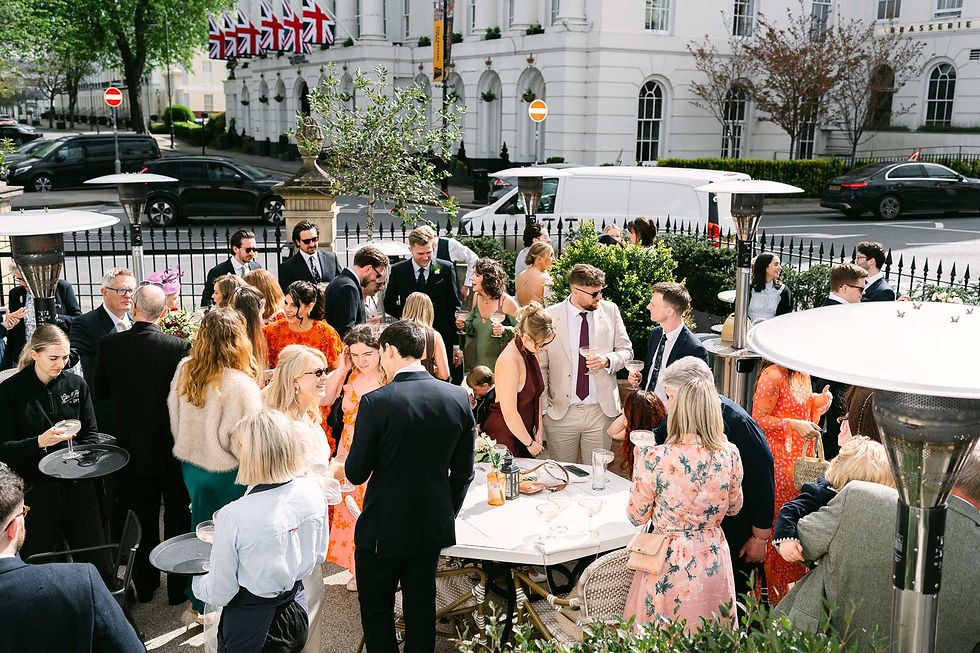Wedding guest outside at reception at NO131 Cheltenham