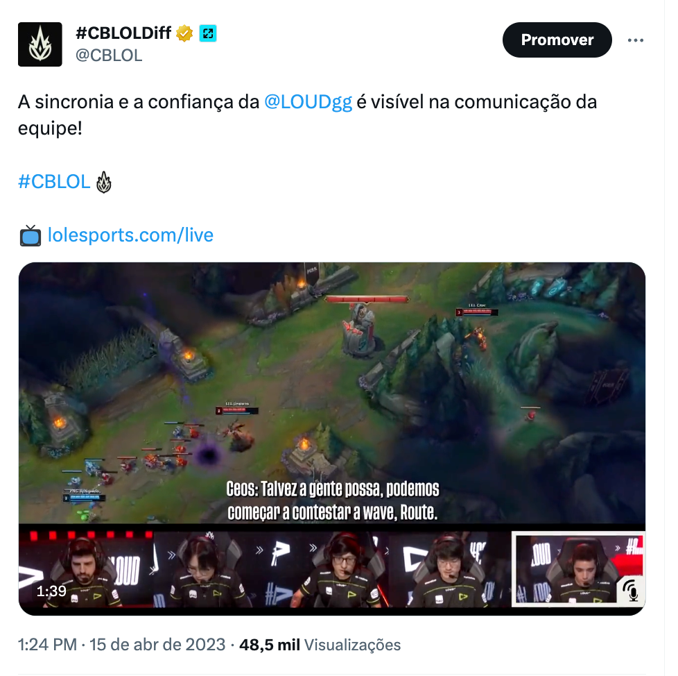 Cobertura do 1º Split do CBLOL de 2023 no Twitter do campeonato