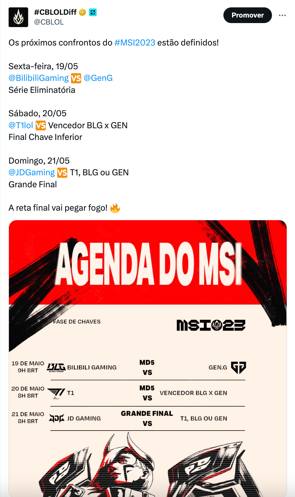 Conteúdo feito durante o MSI nas redes oficiais do CBLOL