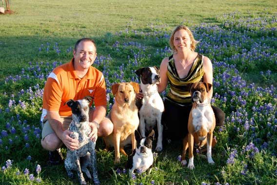 Christie and Ryan Miller with their original five dogs