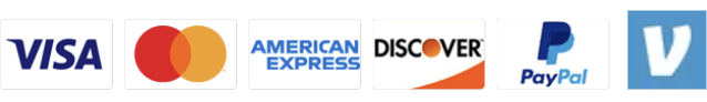 We accept Visa, Mastercard, American Express, Discover, PayPal and Venmo