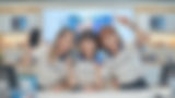 A group of friendly Japanese women in their 20s, each with varying lighter hair colors, we