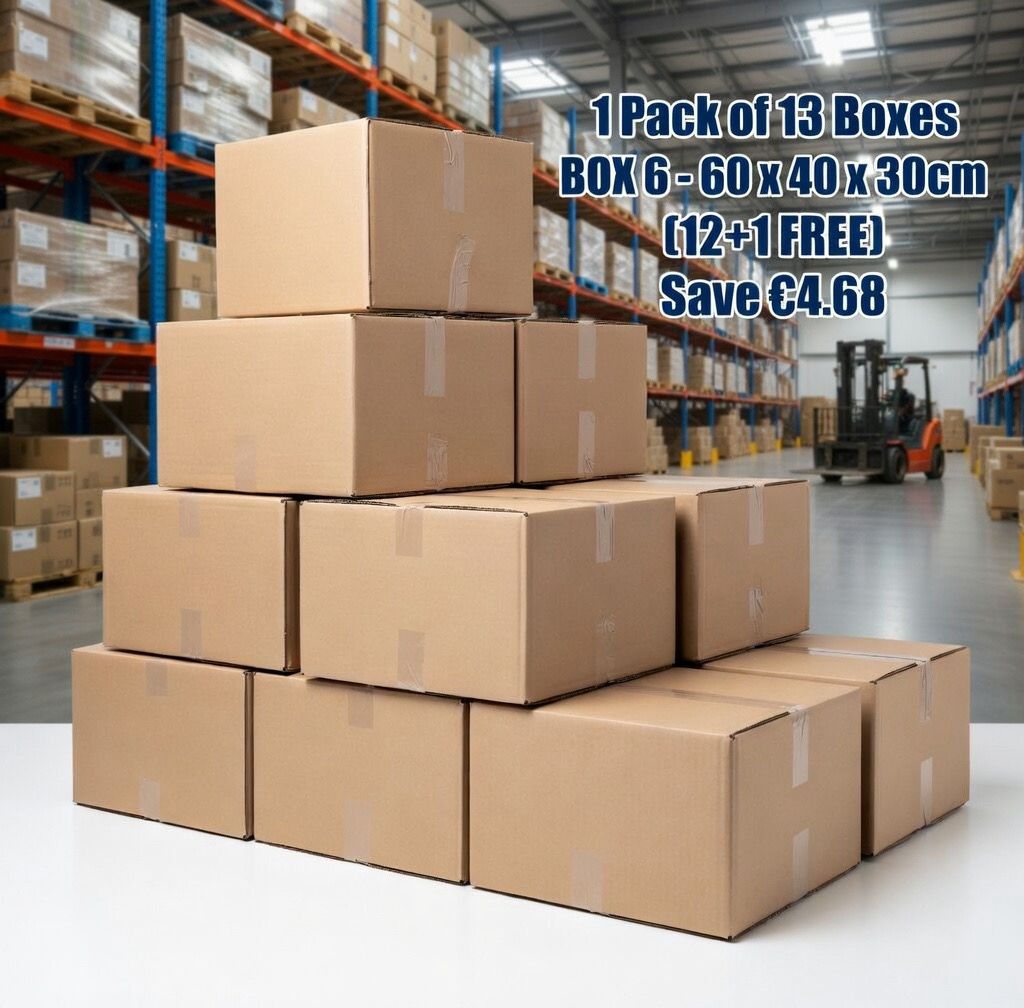1 Pack of 13 Boxes BOX 6 - Box Size: 60 x 40 x 30cm(H) (12+1 FREE