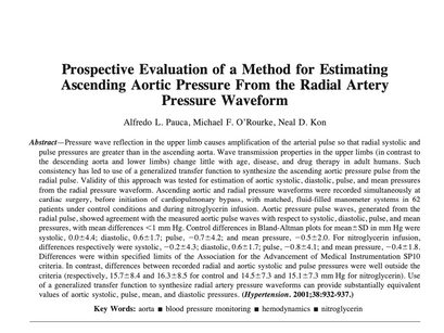 29. Prospective evaluation of a method for estimating ascending aortic pressure